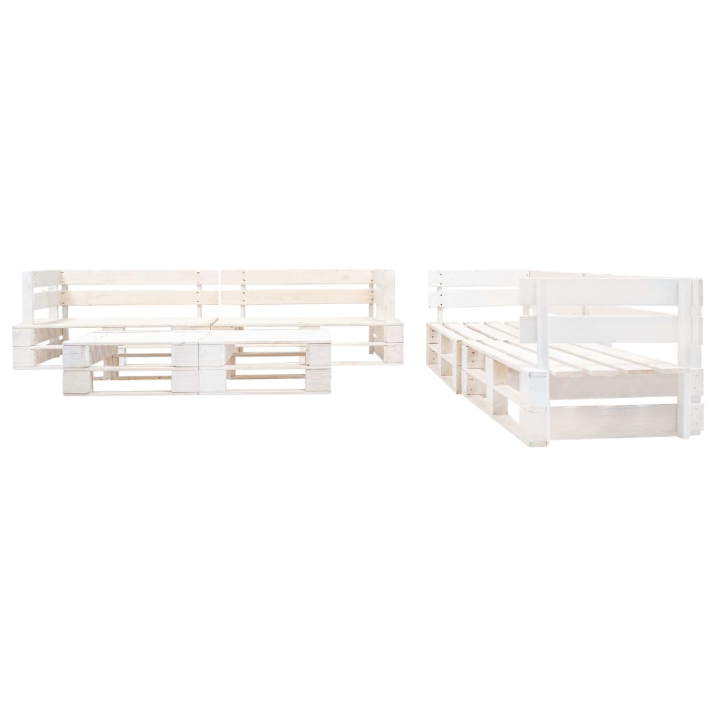 Set Divani da Giardino su Pallet 6 pz in Legno Bianco 277403