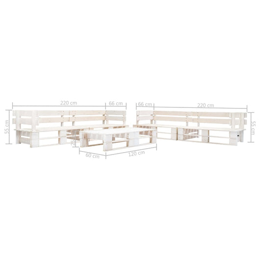 Set Divani da Giardino su Pallet 6 pz in Legno Bianco 277403