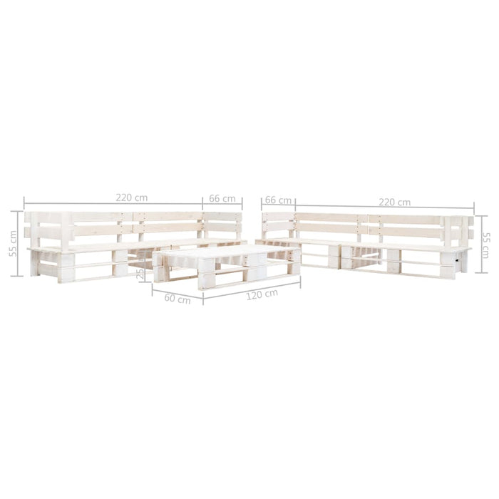 Set Divani da Giardino su Pallet 6 pz in Legno Bianco 277403
