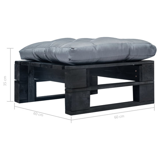 Ottomana Pallet da Giardino con Cuscino Grigio in Legno Nero 277408