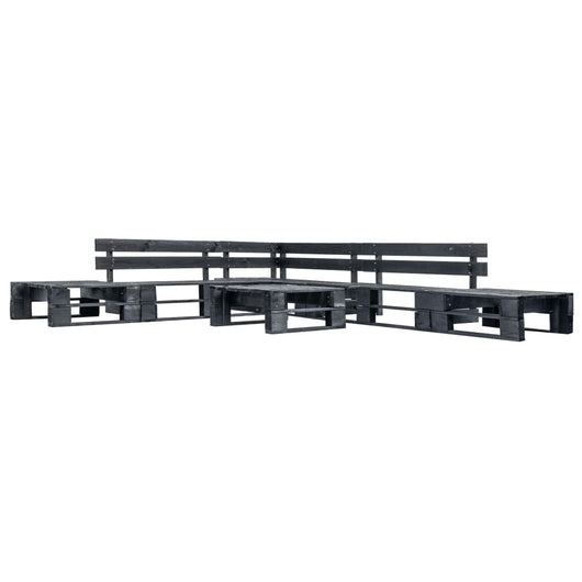 Set Divani da Giardino su Pallet 6 pz Nero in Legno cod mxl 49912