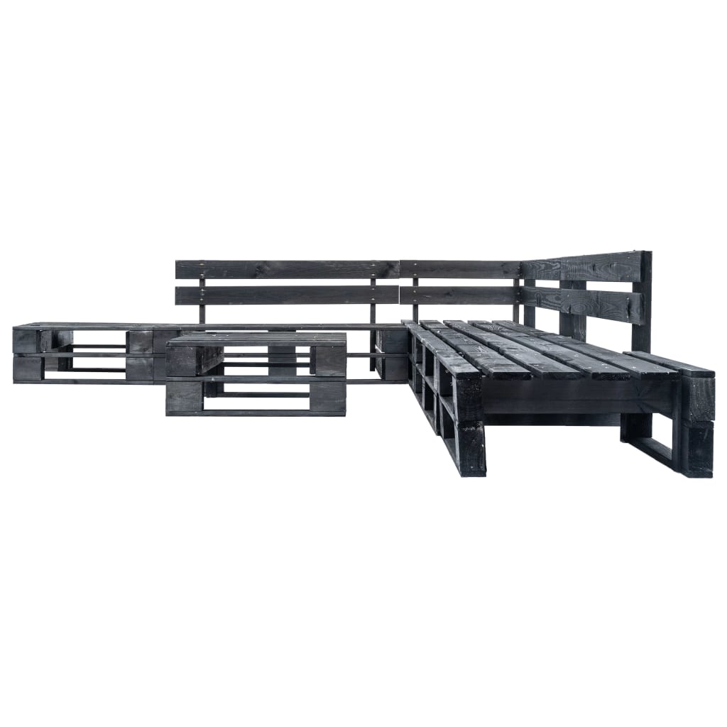 Set Divani da Giardino su Pallet 6 pz Nero in Legno cod mxl 49912