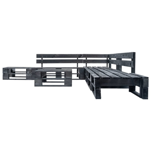 Set Divani da Giardino su Pallet 6 pz Nero in Legno cod mxl 49912