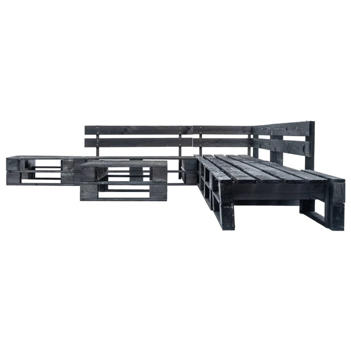 Set Divani da Giardino su Pallet 6 pz Nero in Legno cod mxl 49912