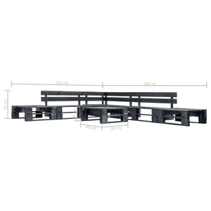 Set Divani da Giardino su Pallet 6 pz Nero in Legno cod mxl 49912