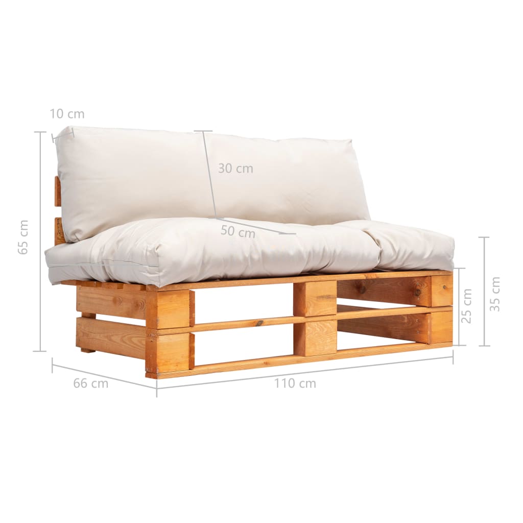 Divano da Giardino a Pallet e Cuscini Sabbia in Legno di Pino cod mxl 56282