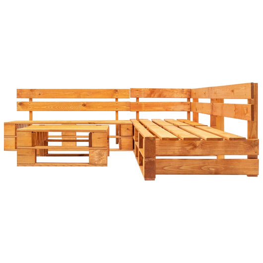 Set Divani da Giardino su Pallet 4 pz Marrone ambra in Legno 277453