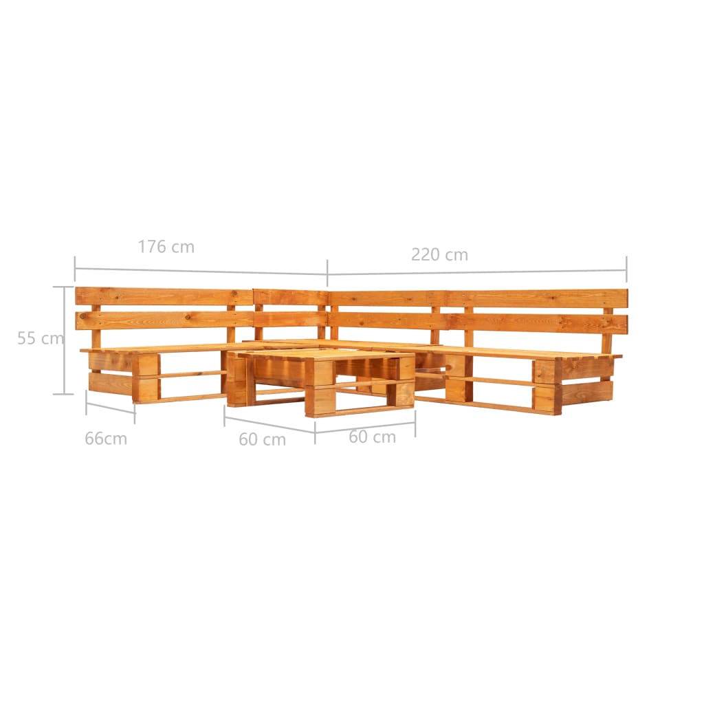 Set Divani da Giardino su Pallet 4 pz Marrone Miele in Legno cod mxl 49901
