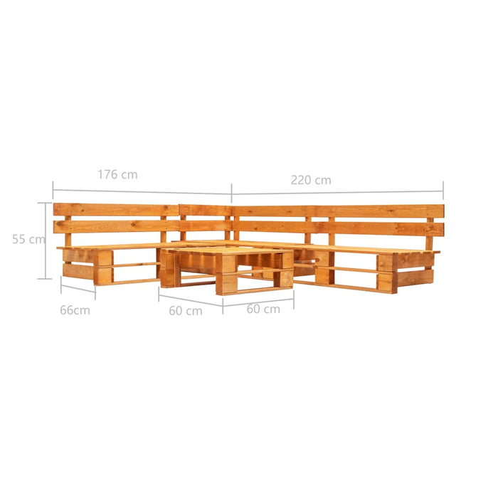 Set Divani da Giardino su Pallet 4 pz Marrone Miele in Legno cod mxl 49901