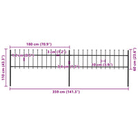 Recinzione Giardino con Punta a Lancia in Acciaio 3,4x0,6m Nera cod mxl 12331