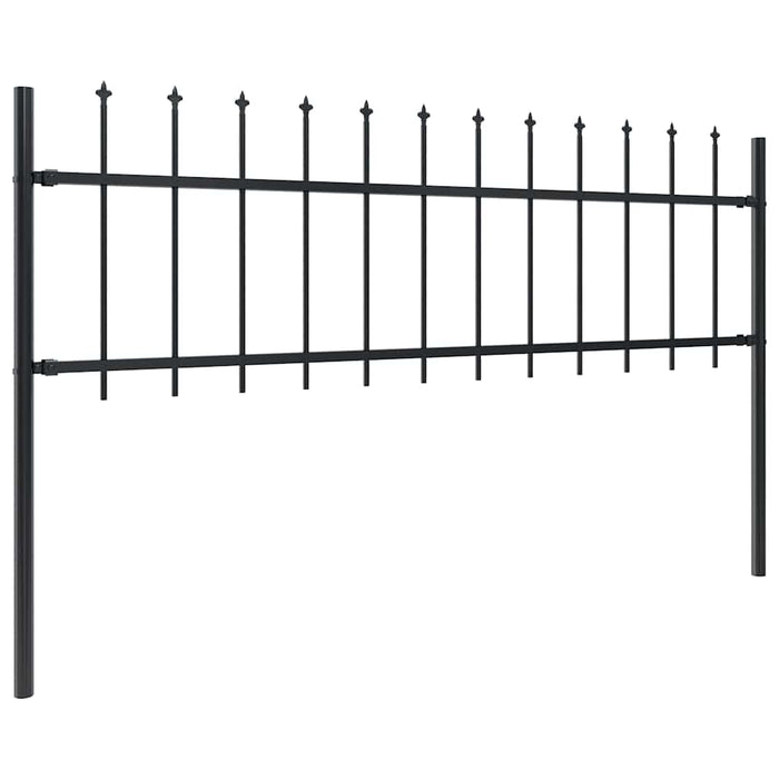 Recinzione da Giardino con Punta a Lancia in Acciaio 537x60 cm Nero 277595