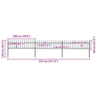 Recinzione da Giardino con Punta a Lancia in Acciaio 537x60 cm Nero 277595