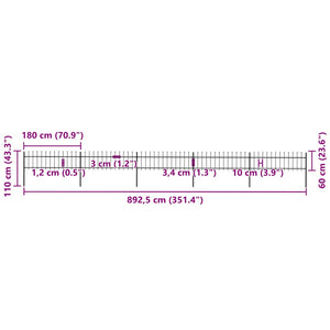 Recinzione da Giardino Punta a Lancia 8,5x0,6 m Acciaio Nera cod mxl 12099