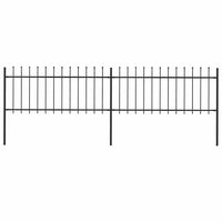 Recinzione Giardino con Punta a Lancia in Acciaio 3,4x0,8 m Nera cod mxl 6574