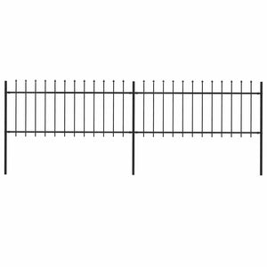 Recinzione Giardino con Punta a Lancia in Acciaio 3,4x0,8 m Nera cod mxl 6574