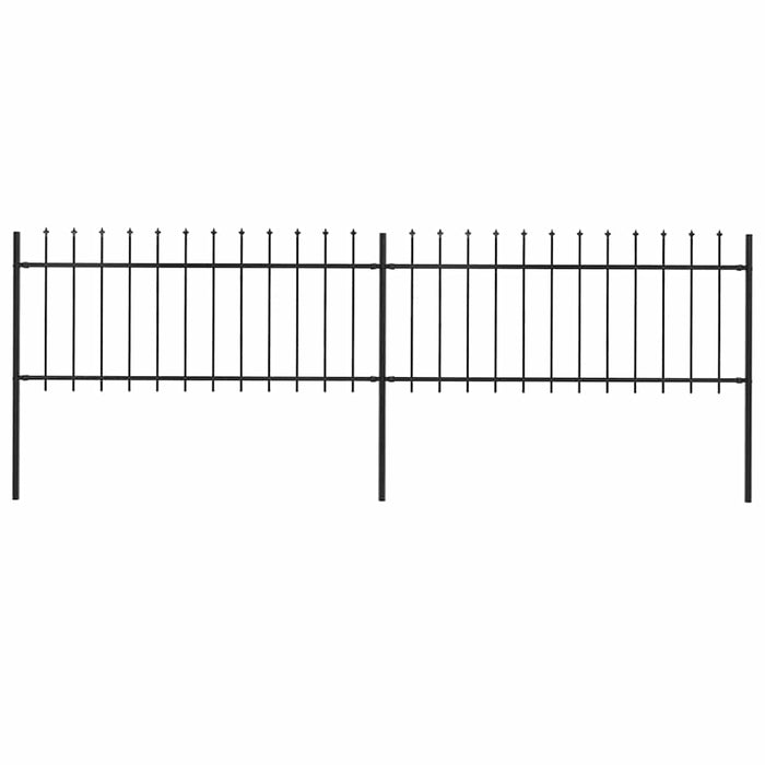 Recinzione Giardino con Punta a Lancia in Acciaio 3,4x0,8 m Nera cod mxl 6574