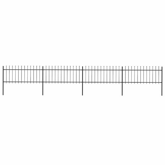 Recinzione da Giardino con Punta a Lancia Acciaio 6,8x0,8m Nera cod mxl 6571
