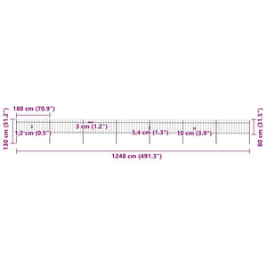 Recinzione Giardino con Punta a Lancia Acciaio 11,9x0,8 m Nera cod mxl 5524
