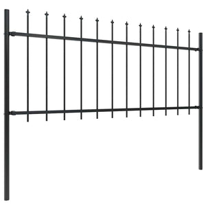 Recinzione da Giardino con Punta a Lancia in Acciaio 1781,5x80 cm Nero 277611