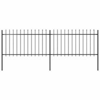Recinzione Giardino con Punta a Lancia in Acciaio 3,4x1 m Nera cod mxl 25404
