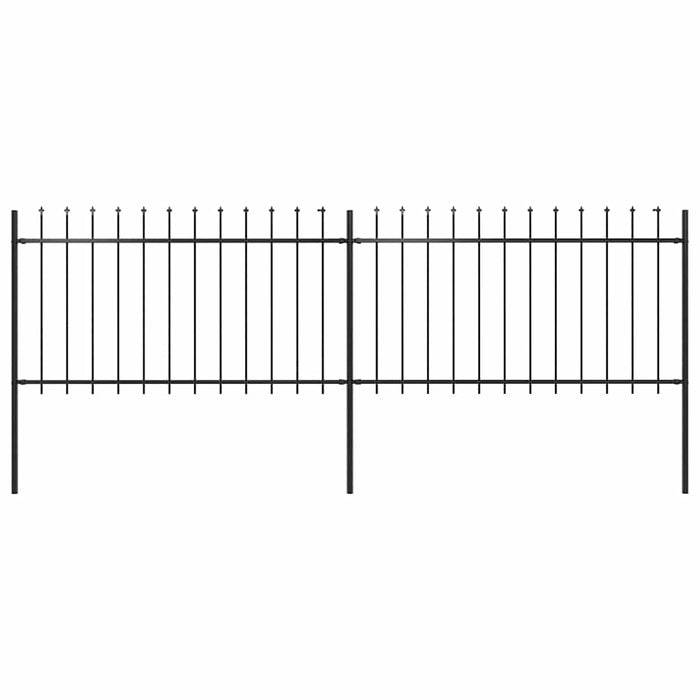 Recinzione Giardino con Punta a Lancia in Acciaio 3,4x1 m Nera cod mxl 25404