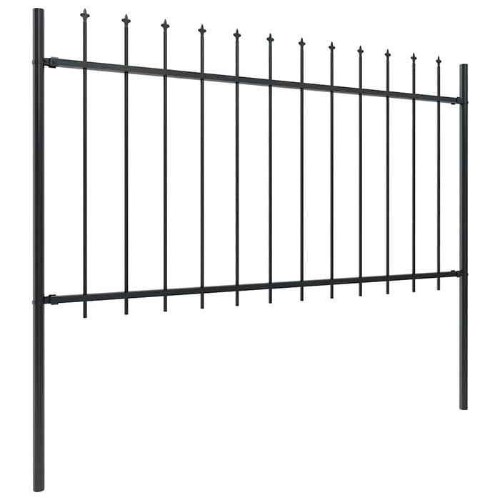 Recinzione da Giardino con Punta a Lancia in Acciaio 359x100 cm Nero 277612
