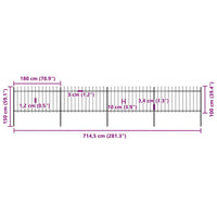 Recinzione da Giardino con Punta a Lancia Acciaio 6,8x1m Nera cod mxl 24126