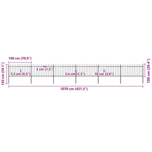 Recinzione da Giardino Punta a Lancia 10,2x1 m Acciaio Nero cod mxl 24125