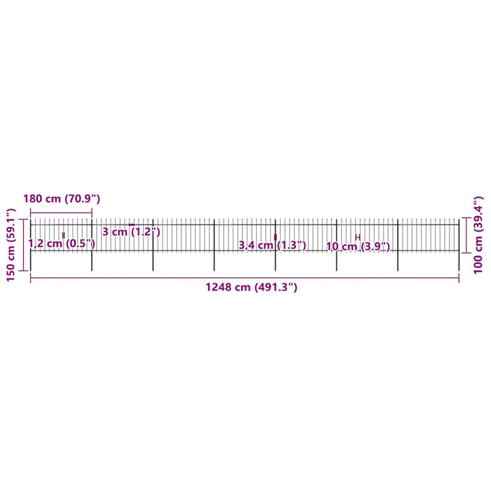 Recinzione da Giardino Punta a Lancia 11,9x1 m Acciaio Nera cod mxl 24127