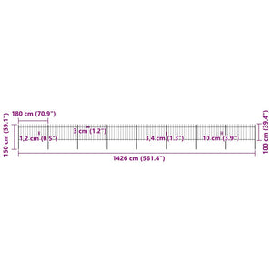 Recinzione da Giardino con Punta a Lancia Acciaio 13,6x1 m Nera cod mxl 24124
