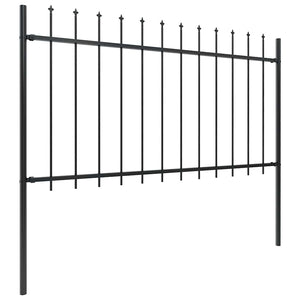 Recinzione da Giardino con Punta a Lancia in Acciaio 1603,5x100 cm Nero 277619