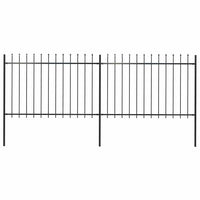 Recinzione Giardino con Punta a Lancia in Acciaio 3,4x1,2 m Nera