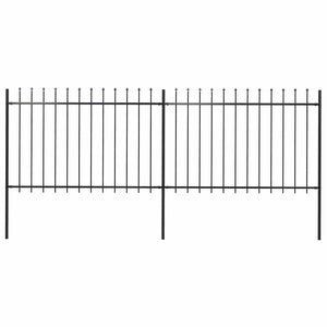 Recinzione Giardino con Punta a Lancia in Acciaio 3,4x1,2 m Nera