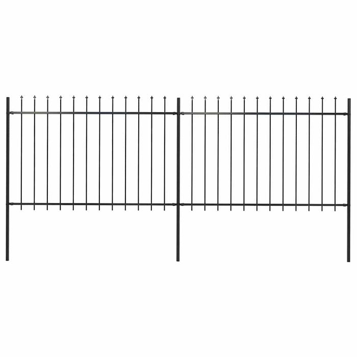Recinzione Giardino con Punta a Lancia in Acciaio 3,4x1,2 m Nera