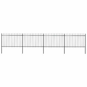 Recinzione da Giardino con Punta a Lancia Acciaio 6,8x1,2m Nera