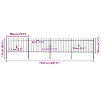 Recinzione da Giardino con Punta a Lancia Acciaio 6,8x1,2m Nera