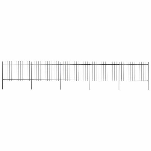 Recinzione Giardino con Punta a Lancia in Acciaio 8,5x1,2m Nera