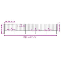 Recinzione Giardino con Punta a Lancia in Acciaio 8,5x1,2m Nera
