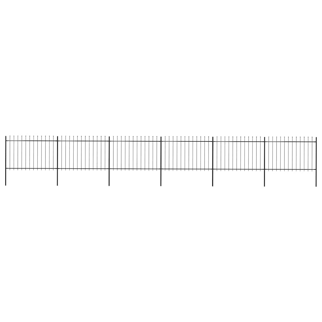 Recinzione da Giardino Punta a Lancia in Acciaio 10,2x1,2m Nera