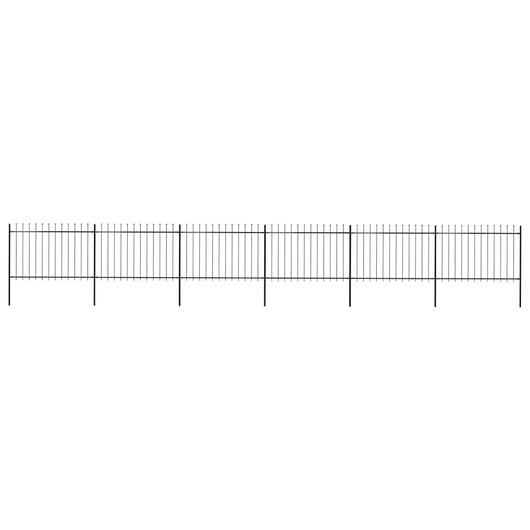 Recinzione da Giardino Punta a Lancia in Acciaio 10,2x1,2m Nera