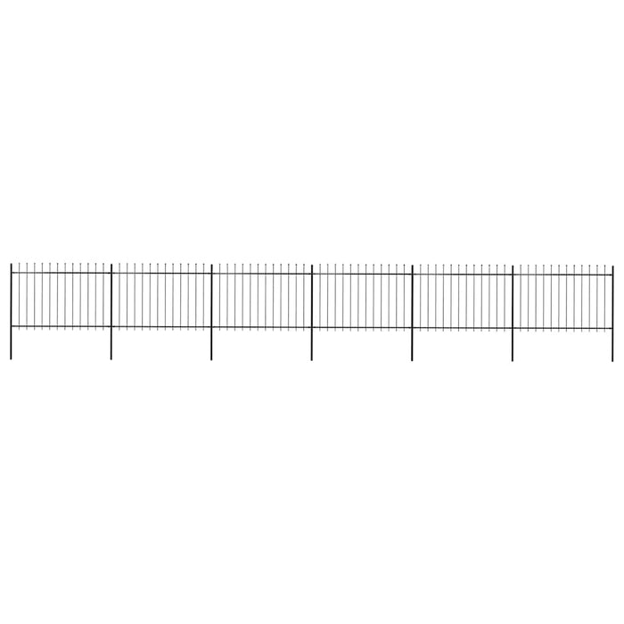 Recinzione da Giardino Punta a Lancia in Acciaio 10,2x1,2m Nera