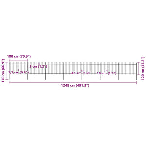 Recinzione Giardino Punta a Lancia in Acciaio 11,9x1,2 m Nera