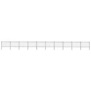 Recinzione da Giardino con Punta a Lancia Acciaio 17x1,2m Nera