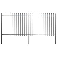 Recinzione Giardino con Punta a Lancia in Acciaio 3,4x1,5 m Nera cod mxl 9362