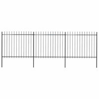 Recinzione Giardino con Punta a Lancia in Acciaio 5,1x1,5m Nera cod mxl 9357