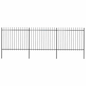 Recinzione Giardino con Punta a Lancia in Acciaio 5,1x1,5m Nera cod mxl 9357