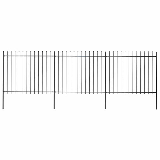 Recinzione Giardino con Punta a Lancia in Acciaio 5,1x1,5m Nera cod mxl 9357