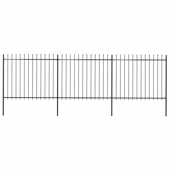 Recinzione Giardino con Punta a Lancia in Acciaio 5,1x1,5m Nera cod mxl 9357