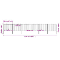 Recinzione da Giardino Punta a Lancia in Acciaio 10,2x1,5m Nera cod mxl 22609