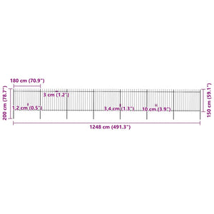 Recinzione da Giardino con Punta a Lancia in Acciaio 1248x150 cm Nero 277635